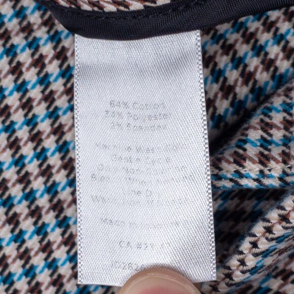 TALBOTS Signature Houndstooth Cotton Stretch Ankle Pants Brown Blue Ivory Sz 6 - Picture 7 of 7